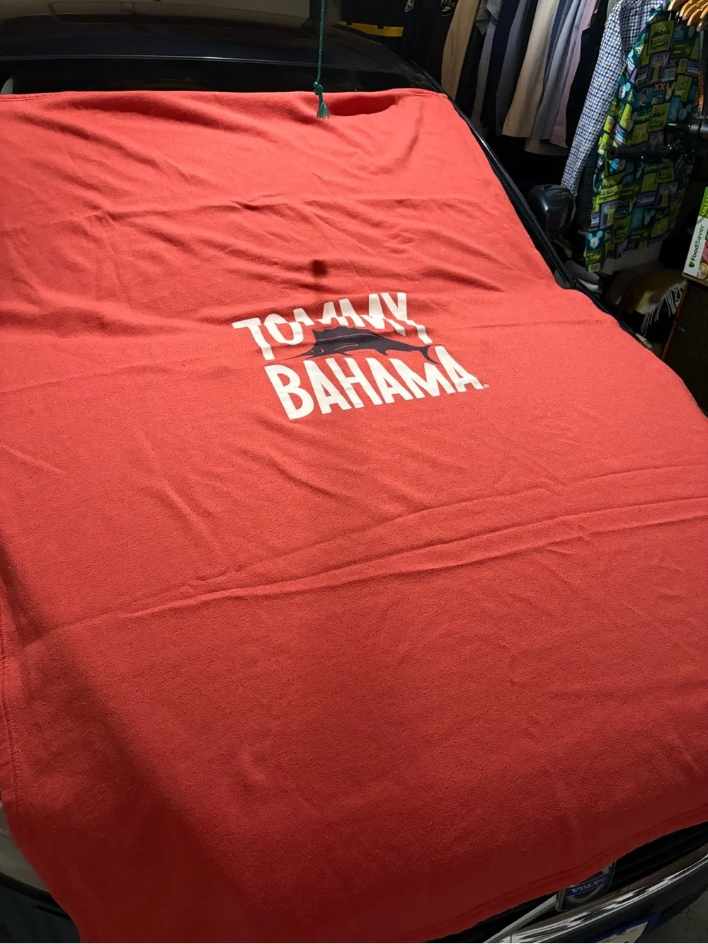 Tommy Bahama Coral Red Logo Throw Blanket